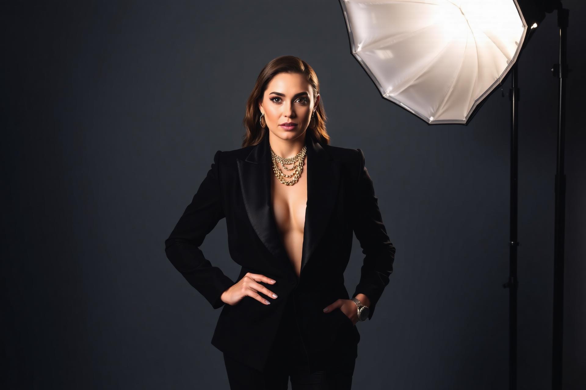 Editorial portrait photography in a dark studio